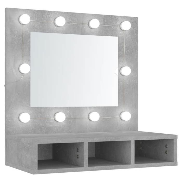 VidaXL Armoire à Miroir avec LED Armoire Murale Armoire de Salle de Bain Meuble de Rangement Armoire de Rangement Gris Béton 808886