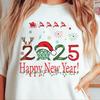 Happy New Year 2025 Merry Christmas Disco Ball New Year Family Vacation Santa Hat Party New Year HolidayNew Year Cotton TShirt