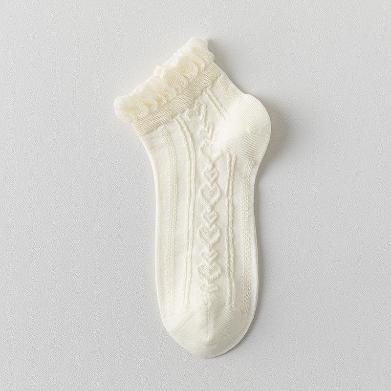 Female Spring and Summer Thin Lace Bubble Lace Mesh Breathable Boneless White Tube Socks