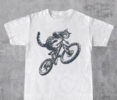Cat Riding Biycle Shirt, Funny Kitten TShirt, Cat Lover Tee, Gift For Bikers And