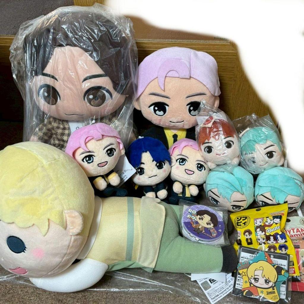 [USED] Tinytan BTS Lying Down Plush Mascot Can Badge Accessory
