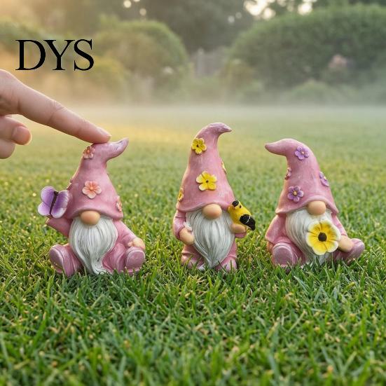 Garden Gnome Statues for Outdoor Decor Halloween Resin Statue, Spring Butterfly Bird Flower Macaron Color Gifts Figurine Patio, Hand Painted