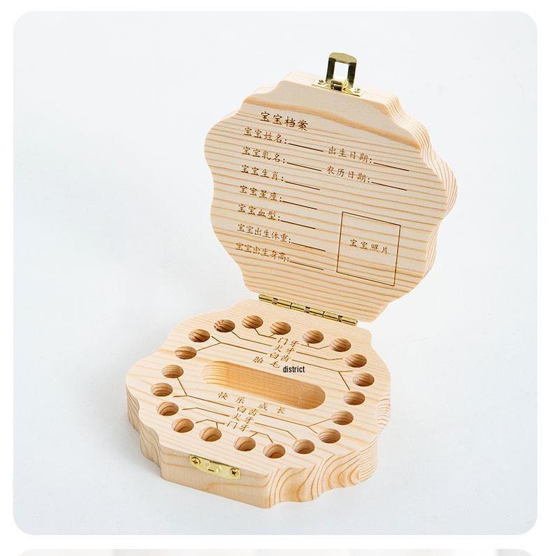 Holz-Erinnerungsbox für Milchzähne und Lanugohaare für Kinder