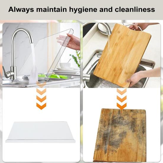 Acrylic Cutting Board with Counter Lip Non Slip Clear Cutting Board for Kitchen L-Shaped Charcuterie Board for Vegetables Cakes Pizza Sandwiches