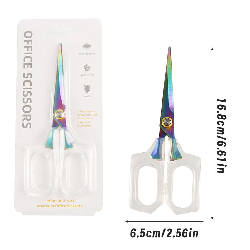 

Fniiva 1Pc Transparent Plastic Handle Stationery Scissors Office Stationery Paper Cuting Pruning Sewing Craft Tool