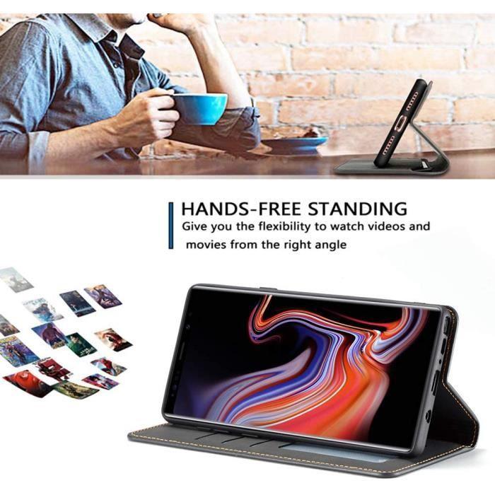 Case - Tenphone - Galaxy Note 9 - Magnetic Protection - Premium Cover - Black Leather