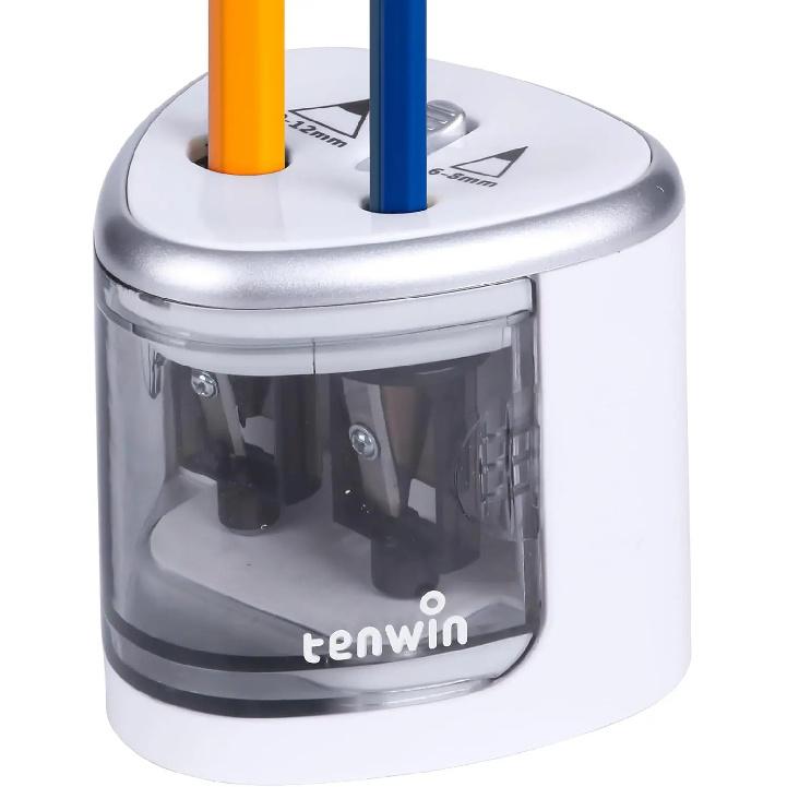 Tenwin New Two-hole Electric Automatic Pencil Sharpener Switch Pencil Sharpener Home Office School Supplies Stationery Art белый