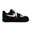 Nike Air Force 1 Slip Resistant Abrasion Resistant Low top Skateboard Shoes Women's Black Pink Silver HQ1180-001(Team74-)