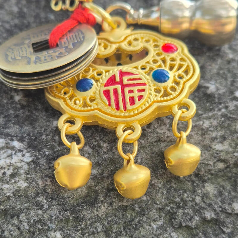 Good Luck Charm Lock Keychain Warding Off Evil Spirits Fortune Bag Key Holder