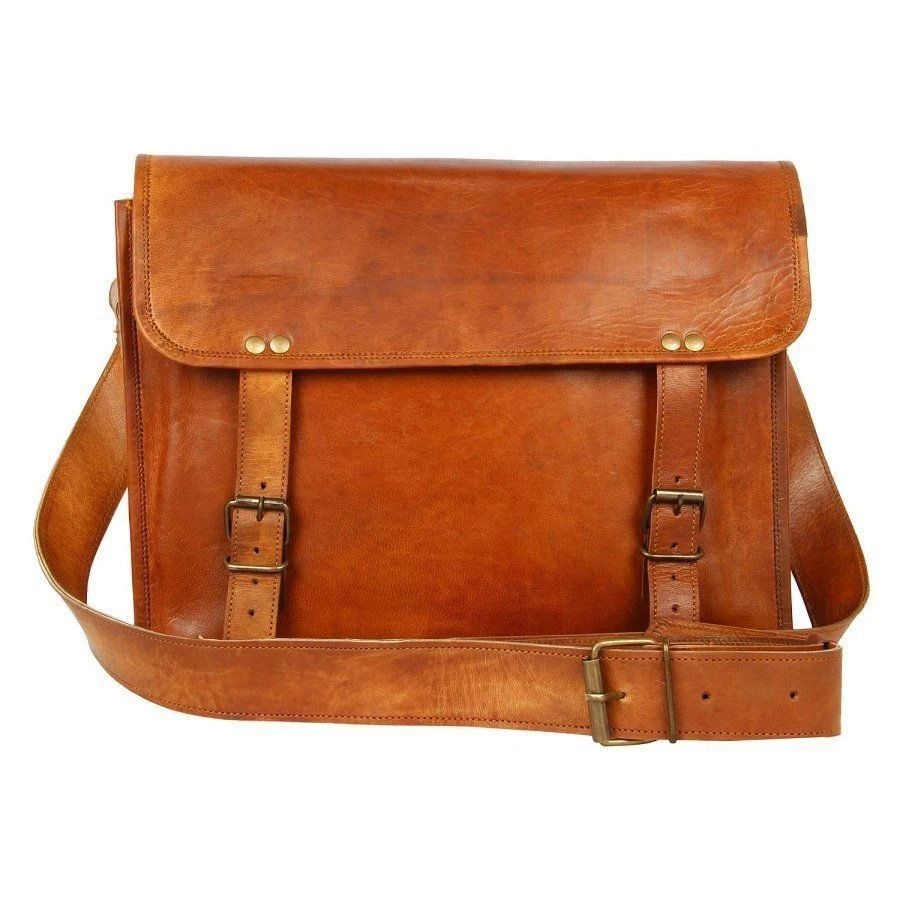 New Genuine Vintage Rustic Soft Leather Shoulder Messenger Briefcase Laptop Bag
