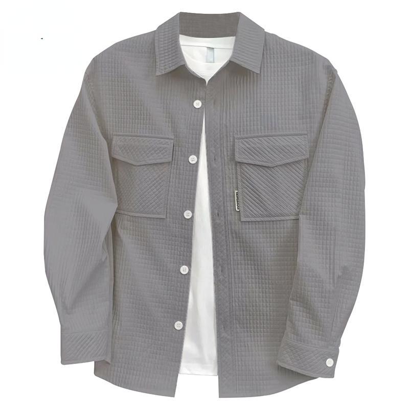 2024 Весенне-осенняя новая мужская рубашка в клетку с двумя карманами и вышивкой 4XL — фото 8