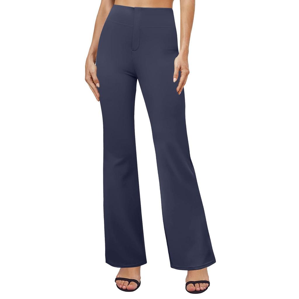 Women's High Waist Flare Pants Solid Color Casual Bootcut Trousers with Stretch
