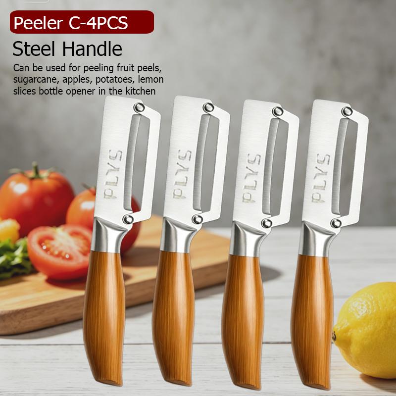 Multifunction Vegetable Fruit Peeler Stainless Steel Kitchen Slicing for Bottle Opener Fruit Peeler with Wood/Steel Handle7