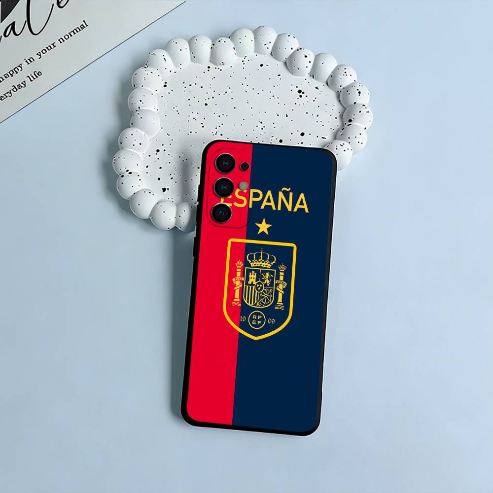 Spanish Flag Pattern Phone Case For Samsung S25,S24,S21,S22,S23,S30,Ultra,S20,Plus,Fe,Lite,Black Soft Silicone