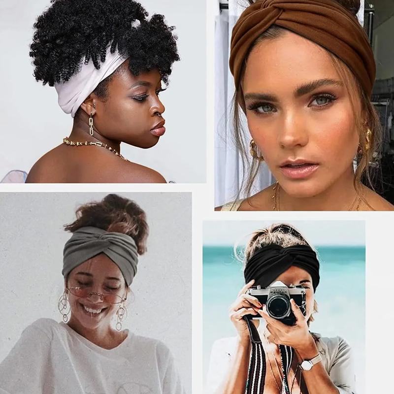 1Pc Women Headwear Cloth Stretch Headwrap Wide Turban Elastic Headpiece Hair Bands