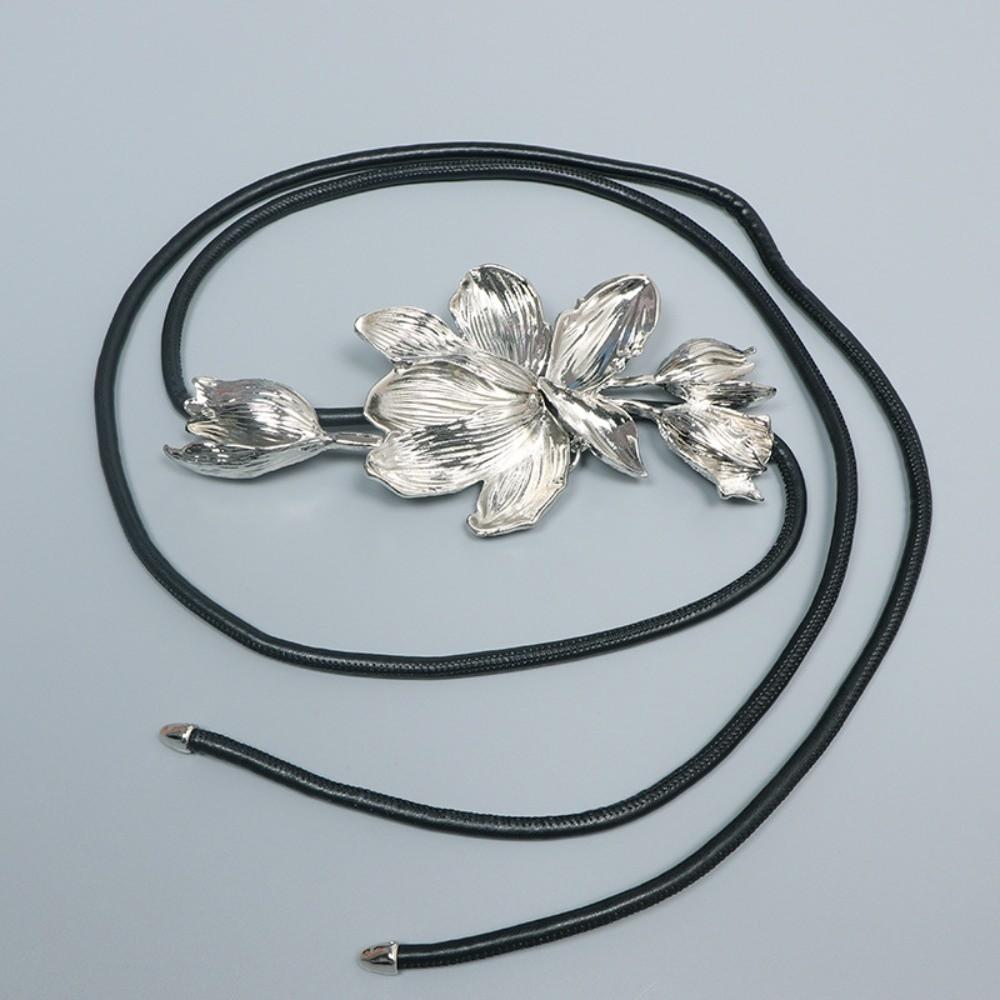 Zinc Zinc Alloy Metal Flower Waist Chain Vintage Exaggerated Belt Versatile Golden Tulip Belt  Bag Decoration