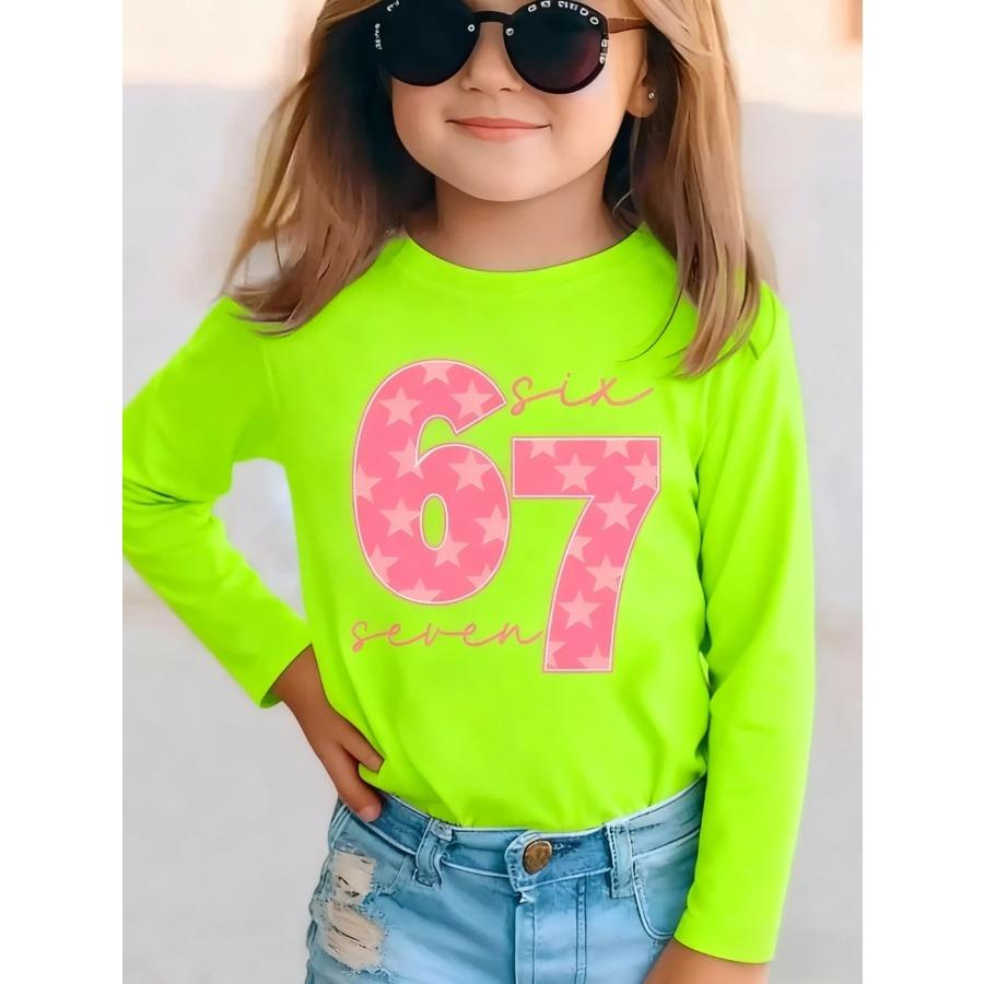 Meme 67 T-Shirt for Kids Funny Digital Print Autumn Long Sleeve Tees Loose Comfortable Tops Streetwear Y2k Children's Clothing