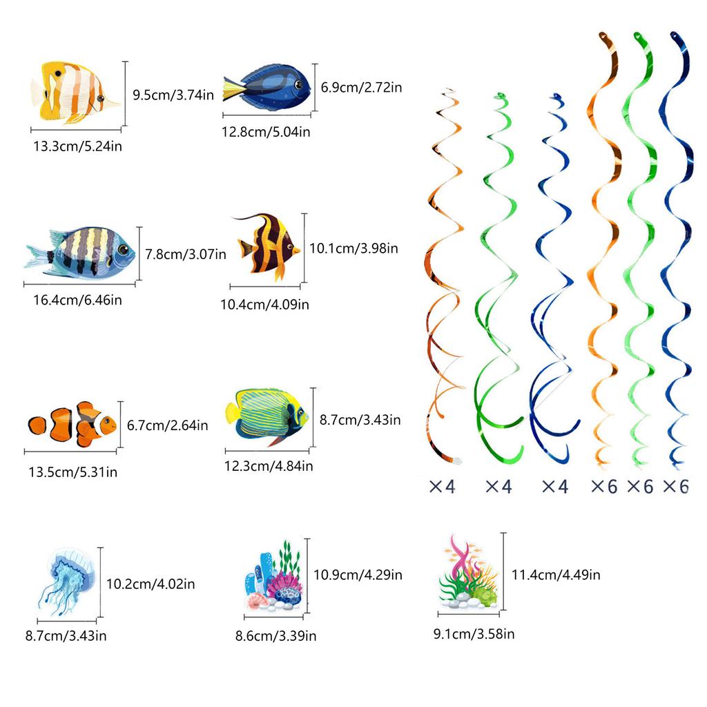 Lebhafte Meereshänger Partydekorationen Spiralförmiger Fischanhänger Hängende Wirbel Elegante Deckenhänger Girlanden Ornament