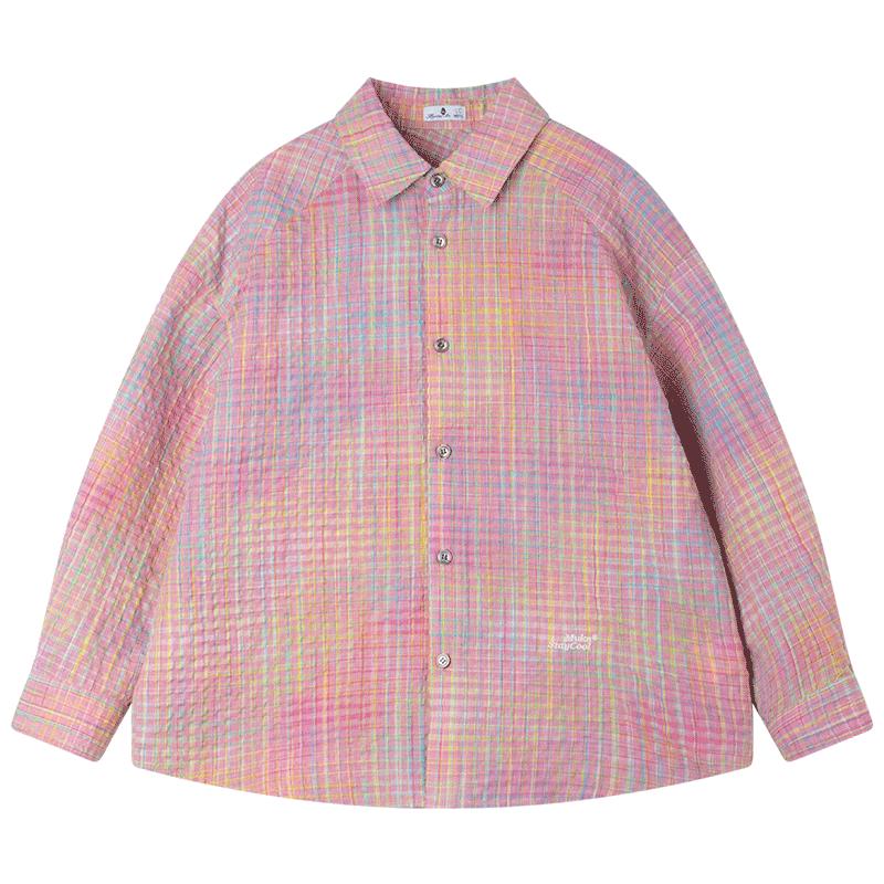 Mucmukn Rainbow Bubble Gradient Plaid Long Sleeve Shirt 110CM