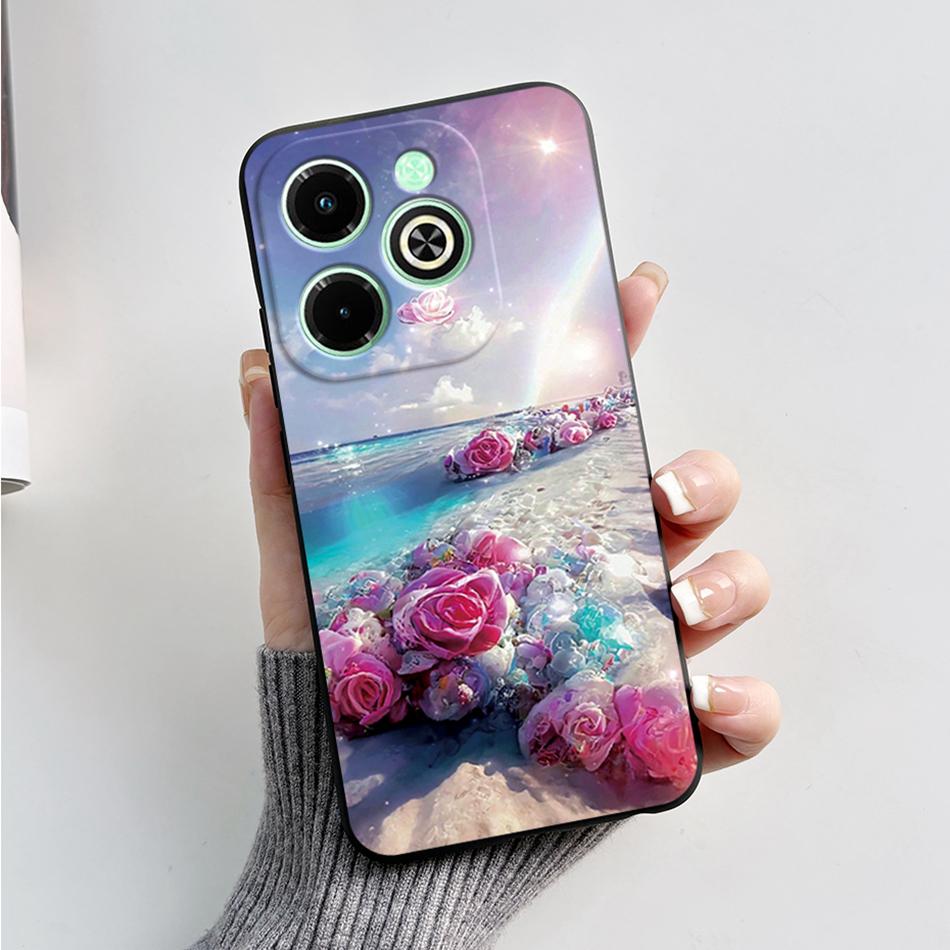 For Infinix Hot 40i Case Hot40i Fashion Marble Black Silicone Soft Phone Case For Infinix Hot 40i 40 i X6528B Back Cover Fundas