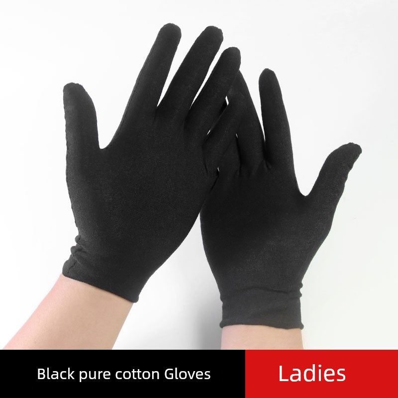 

Women Small Gloves Black Thin Work and Housework Stain-Resistant Outdoor Sun Protection UV-Proof Sweat-Absorbing Cotton Cloth Women s black cotton gloves thin 5 pairs M
