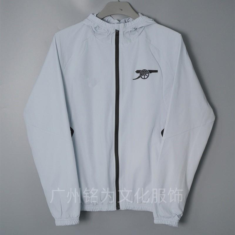 Men Women Hooded Windbreaker Jacket Soccer Training Coat Outdoor Sportswear Lightweight Breathable