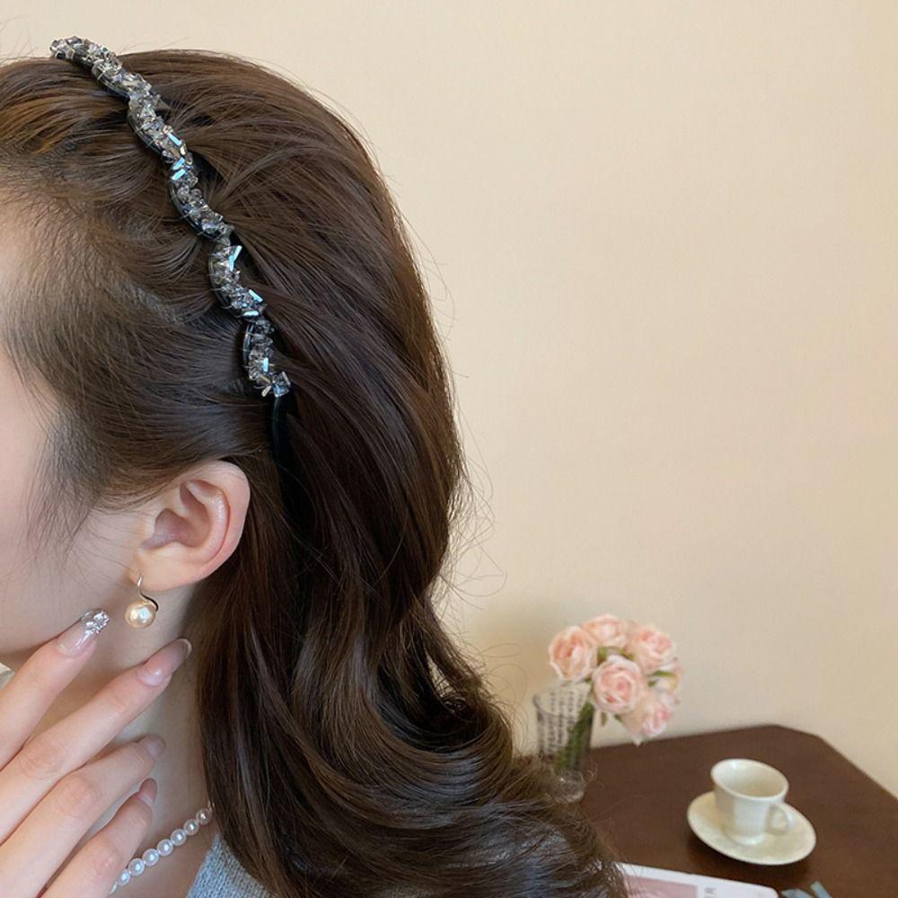 U-shaped Rhinestone Hair Band Non-Slip Face Wash Hairband Sweet Pearl Headband  Makeup