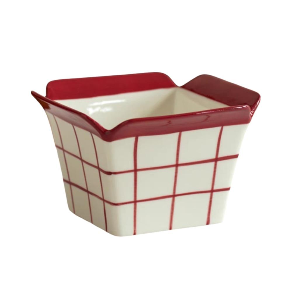 Heat-resistant Fruit Salad Bowl Ceramic Bowl Popcorn Maker Cute Snack Bucket  Instant Noodle Style B