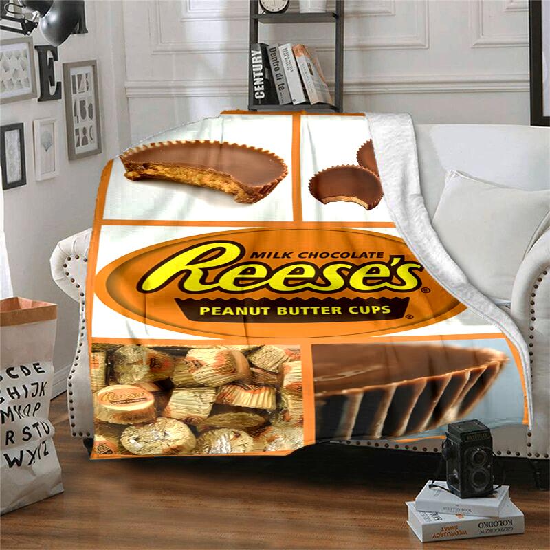 Reese‘S Peanut Flannel Blanket Soft All-Season Throw, Design for Camping, Car Travel, Hiking Sofa, Bed, Office Perfect Gift for Parties