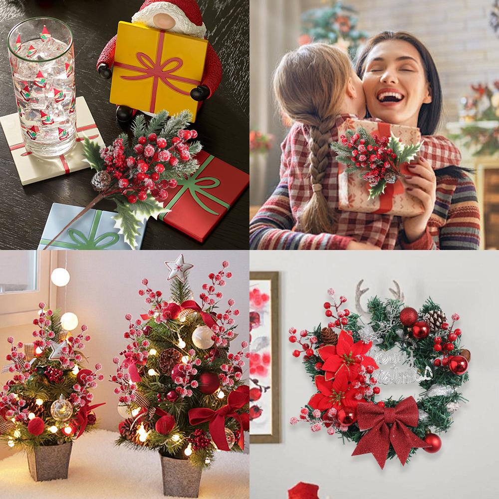 10/20Pcs Artificial Red Berry Stems Bouquet Christmas Tree Decorations for Home Room Decor DIY Crafts New Year Gifts Accessories