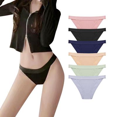 Brazilian Cotton Simple and Stretch Lace with Solid Color Underwear Set of 6 [N.A Shop] Panties, Panties, Butt-Lengthening T-Back Half-Back, Cute,