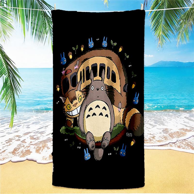 1pz Asciugamano da Spiaggia Avventura di Totoro Vicino, Asciugamano da Spiaggia Assorbente ad Asciugatura Rapida, Asciugamano da Spiaggia per Sport all'Aperto Nuoto, Morbido e Confortevole Y7184