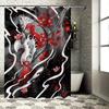 High-Quality Decorative Shower Curtains with Japanese Koi Fish Print Black Red Floral Design for Bathroom Decoration Easy Instal