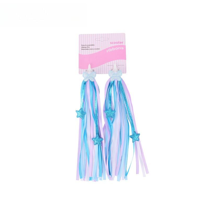 1Pair Star Tassel Handlebar Ribbon, Universal Decor for Bicycle, Motorcycle, Scooter & Balance Bike