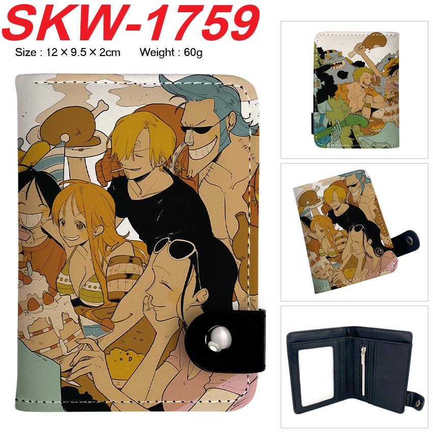 One Piece Anime Druckknopf Geldbörse Vertikaler Kartenhalter Münzbörse für Schüler Männer Frauen