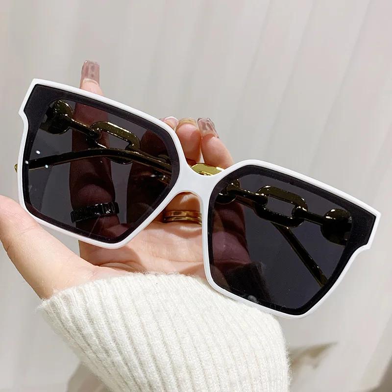 Retro Large Frame Sunglasses Women's Fashionable  Girls Concave Style Glasses Slimming Fashion Personalized Sunglasse