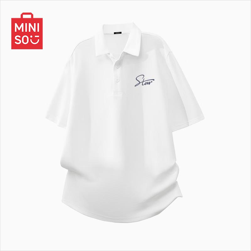 MINISO Men s Waffle Knit Short-Sleeve Polo Shirt M