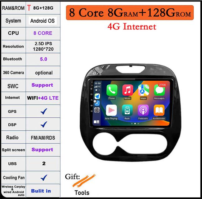 9 lnch For Renault Kaptur Captur 2016 2017 2018 2019 Android 14 Auto Radio Multimedia GPS Player Stereo Carplay WIFI BT