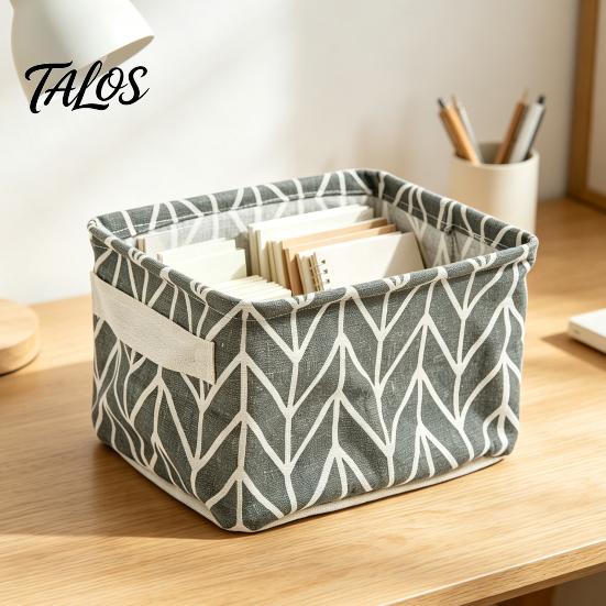 Cosmetic Storage Box Cotton And Linen Bin with Handles, Foldable Waterproof Desktop Space Saving Organizer Organizer, Basket for Makeup Book Baby Toys