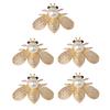 5 Pieces Bee Shape Artificial Crystal Buttons Sew On Flatback Rhinestones