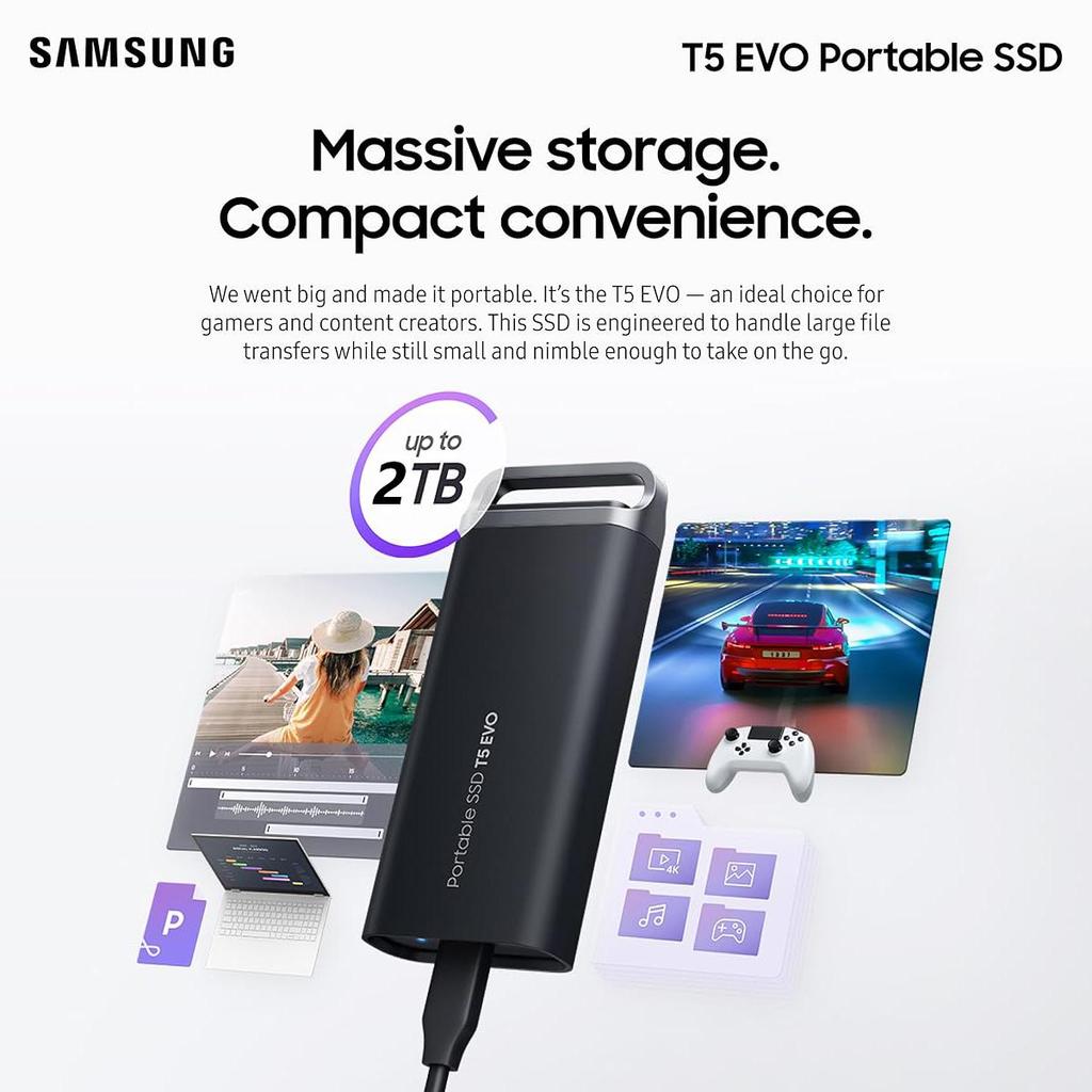 Samsung PSSD T5 EVO 4TB Portable SSD TYPE-C USB 3.2 External Solid State Drive 460MB/s Original Mobile Hard Disk Storage Drive Type C For PC Laptop