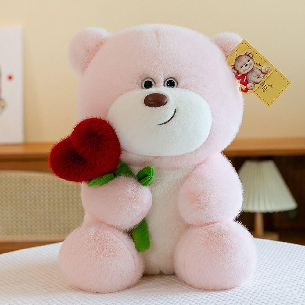 Chocolate Bear Love Flower Bear Plush Doll Valentine's Day Bear Stuffed Toy  Children Girls Boys