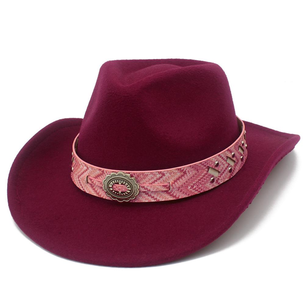 European and American retro style western cowboy hat female elegance crimping design party top hat fashion literary jazz hat