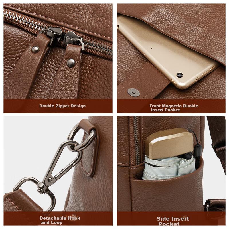 ZOOLER Travel Backpack, Top-Grain Leather, Retro Style, Commuter Bag, Casual Bag, Brown