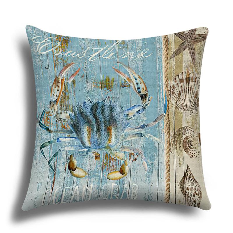 Linen Pillowcase, Marine Life Printing Cushion Cover 40x40 50x50 60x60, Suitable for Bed Car Sofa, Pattern Can Be Customized