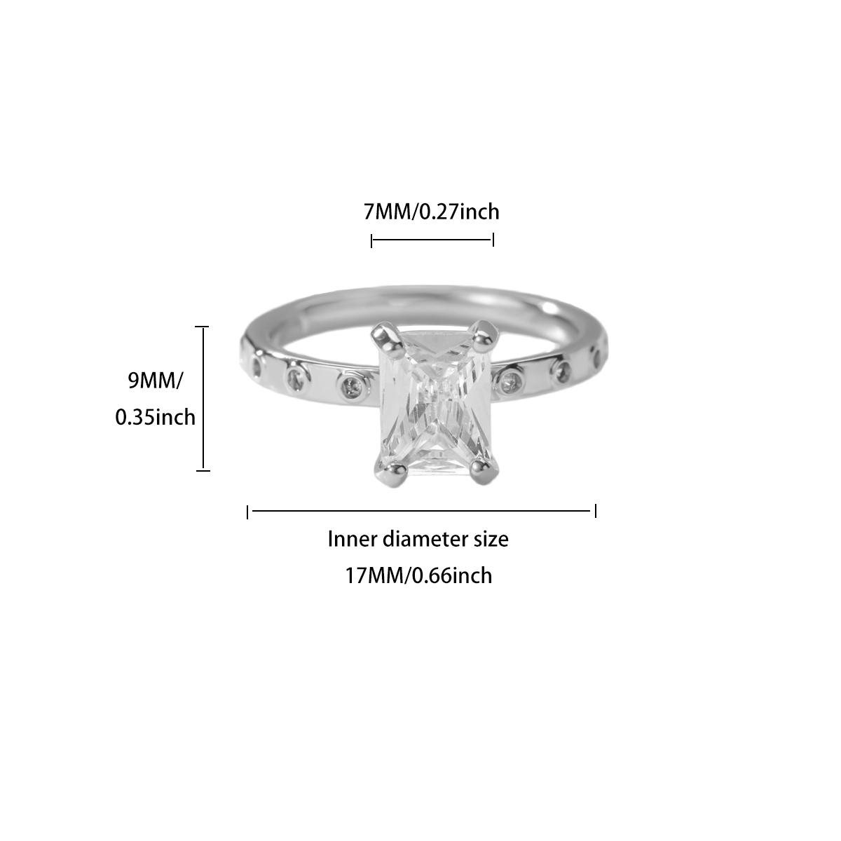 

Classic Square White Cubic Zirconia Wedding Rings Women Stainless Steel Gold Color Anti Fading Ring Jewelry Vacation Accessories Adjustable