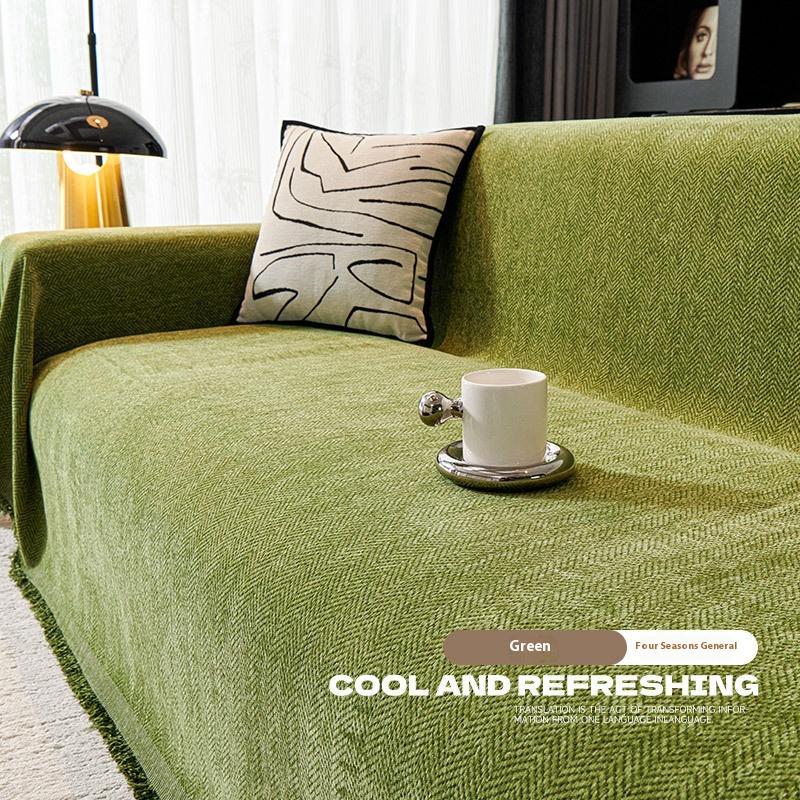 

Дом Однотонный Узор «Елочка» Шенилл Диванное Полотенце Полный Чехол на Диван Защита от Царапин Кошек Диванный Плед 90x90cm яблочный зеленый