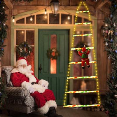 Nová vánoční LED světla lezoucího Santa Clause po žebříku - Slavnostní venkovní dekorace na strom a pro atmosféru