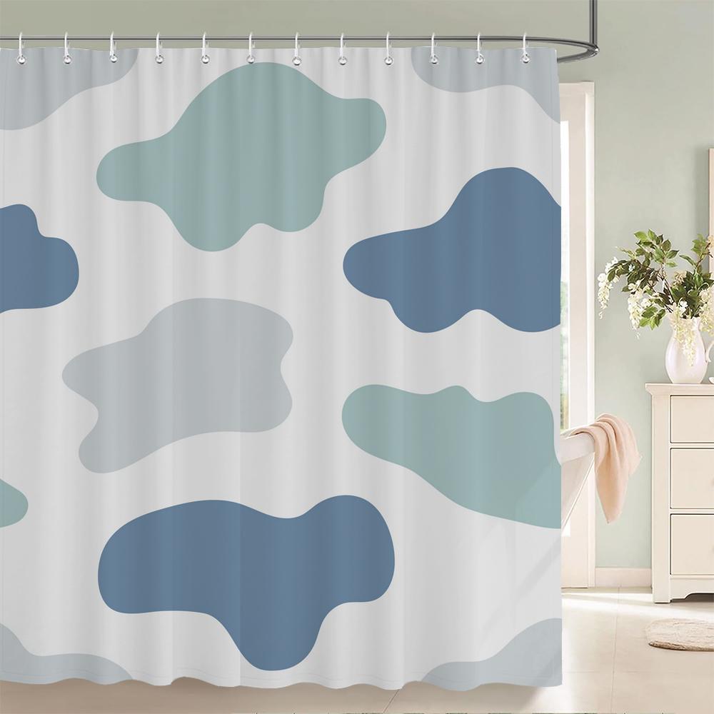 Simple style Flowers and Leaves Printed Shower Curtain Polyester Geometry Waterproof Bathroom Curtain Home Decoration With Hooks