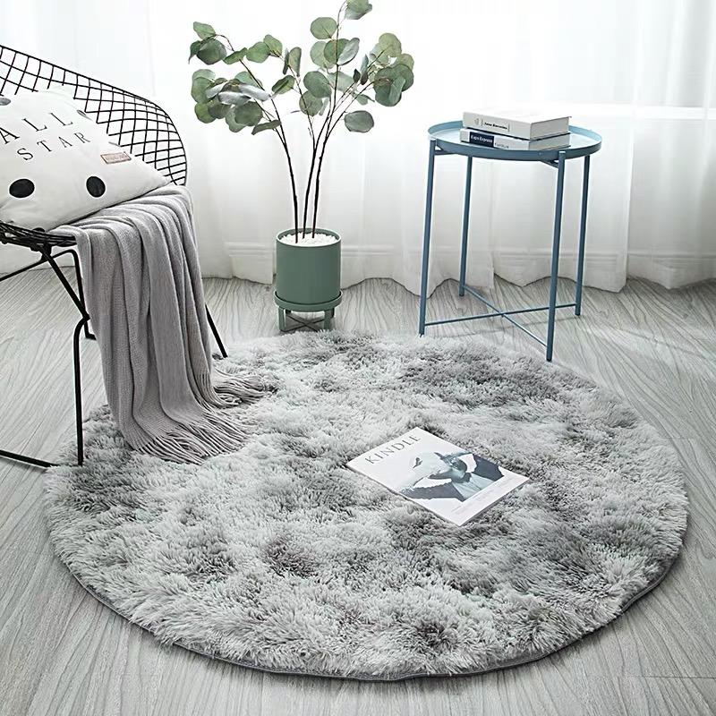 Nordic Style Round Carpet Living Room Home Rug Decoration Comfortable Soft Color Gradient Versatile Design Non Slip Pad